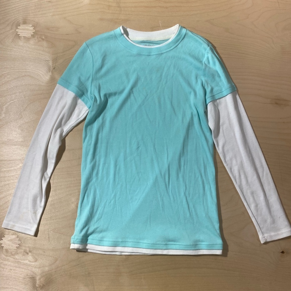 Made for Life Aqua and White Long Sleeve Tee Small (QS)
